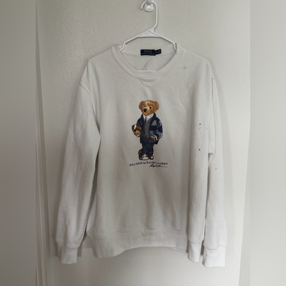 Polo Ralph Lauren Crewneck Polo Bear Fleece Sweater Sweatshirt White Size XL
